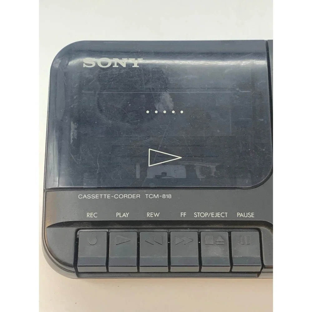 Sony Cassette-Corder TCM-818 Black Portable Desktop Recorder AC Battery Power